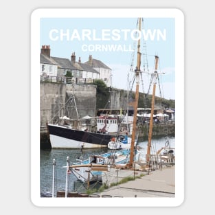 Cornwall Charlestown   Cornish gift Kernow Travel location poster, St Austell Sticker